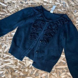 Girls 2T Cherokee Button Up Ruffled Black Sweater